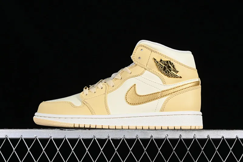 All categories Air Jordan Jordan series basketball shoes Air Jordan 1 Mid Nk Air Jordan 1 Mid AJ1 Joe 1 white gold Chinese casual sneakers FB9892-200